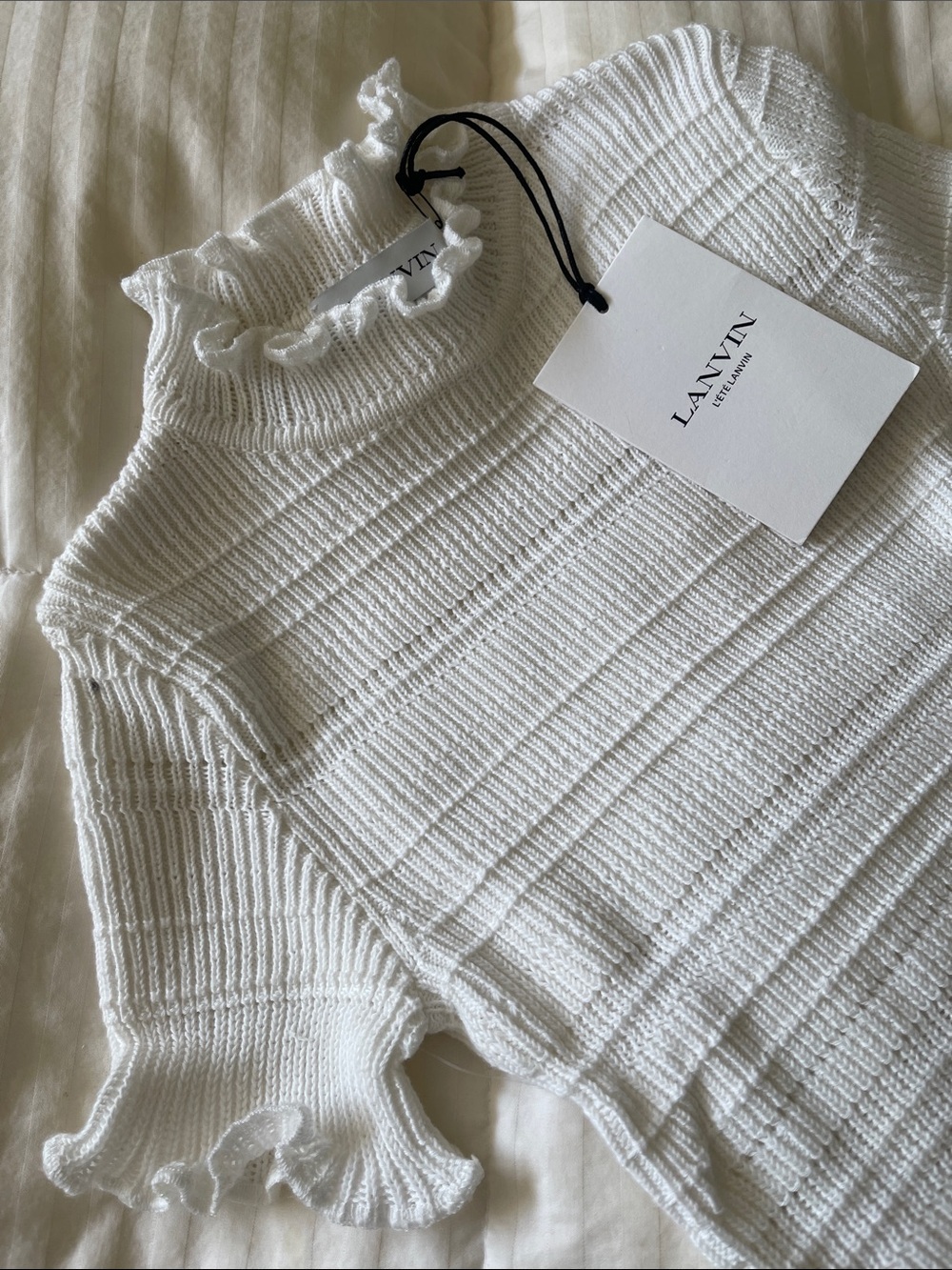 LANVIN Cotton Knit Ruffle Top
